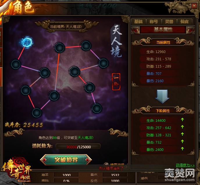 传奇世界,爽赞网,境界系统