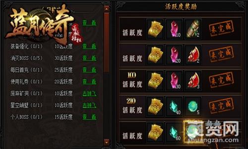 蓝月传奇,爽赞网,活跃值